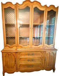 Mid Century French Provincial Fruitwood Dining Room Hutch
