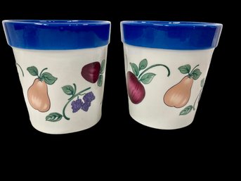 Matching Painted Ceramic Flower Pots