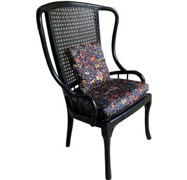 Black Mid Century Bentwood Armchair With Cane Seat By Lewitte