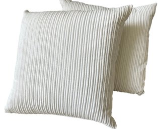 Pair Of Off White Textured Chenille Throw Pillows