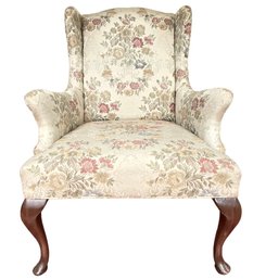Mid Century Floral Wingback Chair By Hickory Chair Company