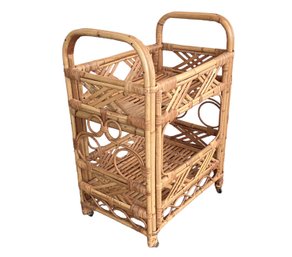 Rolling Bamboo Two Shelf Cart