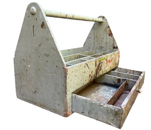 Vintage Painted Tool Handled Caddy With Drawer