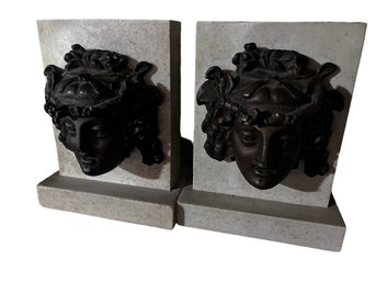 Greek Mythology Inspired Brass And Marble Bookends