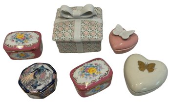 Collection Of Six Porcelain Trinket Boxes