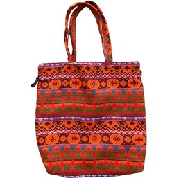 Vintage South American Woven Tote Bag 16'