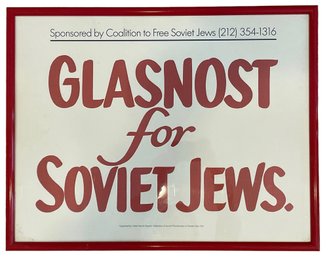 Vintage 'Glasnost For Soviet Jews' Poster (D9)