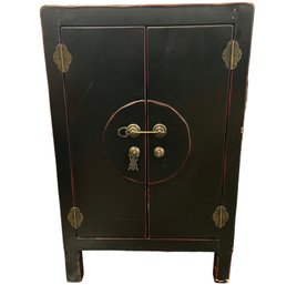 Vintage Black Lacquer Asian Accent Cabinet