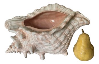 Vintage Conch Shell Ceramic Planter