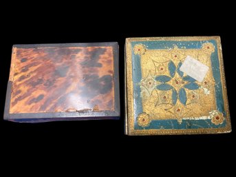Vintage Boxes One Florentine Box Marked Made In Italy And One Burlwood Box