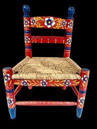 Children's Chair Red Painted With A Dutch Motif Very Sturdy