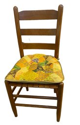 Vintage Pine Chair With Calico Cushion