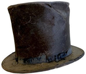Antique Mens Velvet Top Hat By Davis