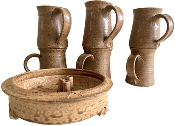 Vintage Studio Pottery Mugs And Bowl