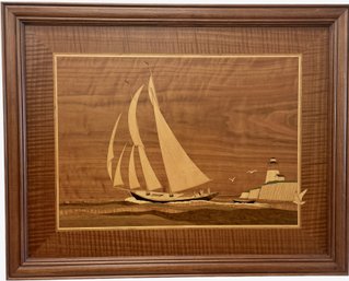 Hudson River Inlay Marquetry  'Full Sail' With 20 Types Of Wood