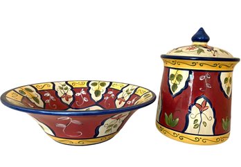 Pier 1 'Vallarta'  Serving Bowl And Canister With Lid