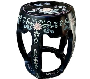 Vintage Hand Painted And Carved Asian Stool