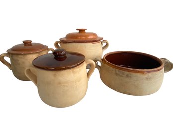 Vintage French Terracotta Small Ceramic Casseroles