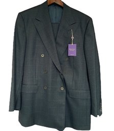 Ralph Lauren Purple Label Double Breasted Windowpane Mens Wool Suit