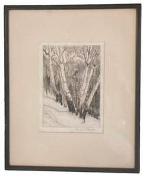 'Vermont Trees' Etching By Listed Artist George H. Shorey  (DU)