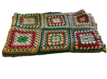 1940s Hand Crochet Granny Square Blanket