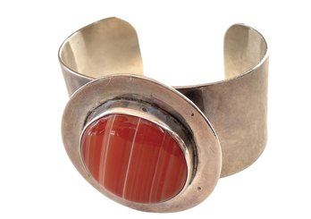 Sterling Silver And Agate Cuff