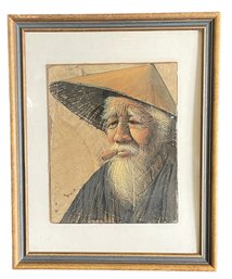 Vintage Tobacco Leaf Painting Asian Man