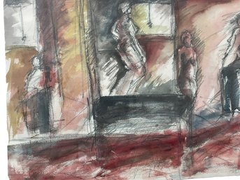 Large Watercolor Of  Abstract Figures By Becky ? 36' X 28' (K-3)