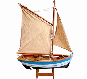 Vintage Wooden Sailboat Model 13' X 4' X 14.5'