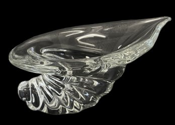 Modernist Art Glass Crystal Cornucopia Bowl