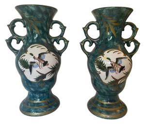 Pair Of Vintage Thames Porcelain Handled Vases