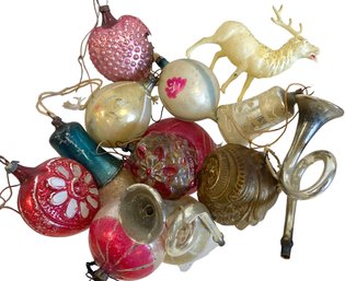 A Group Of Vintage Mercury Glass Rare Ornaments (D)