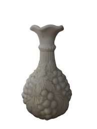 Vintage Milk Glass Bud Vase With Grape Leaf Pattern