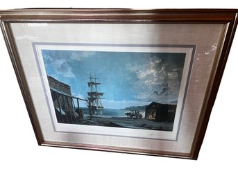 John Stobart Limited Edition Framed Giclee 'San Diego' The Brig Pilgrim Loading Hides In 1835