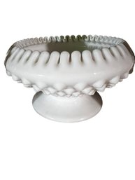 Vintage White Hobnail Fenton Planter/vase With Pie Crust Edge