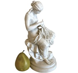 Vintage French 'Woman Weaving Fishing Net' Ceramic Figurine