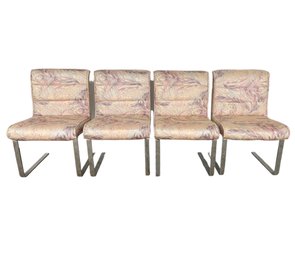 Four Vintage Cantilevered Mariani For Pace Custom Upholstered Chairs