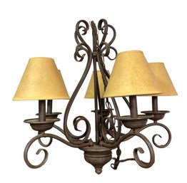 Five Arm Hanging Light Fixture With Shades