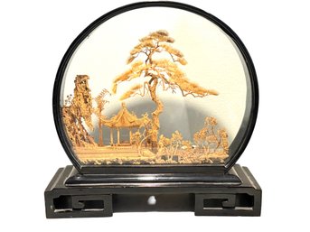 Mid Century Chinese Cork Sculpture Diorama (Round)
