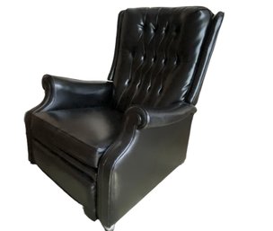 Mid Century Black Faux Leather Recliner