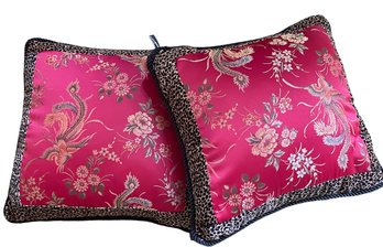 Pair Of 20' Decorative Chinese Red Throw Pillows