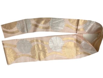 Vintage Custom Made Pink Metallic Brocade Obi Sash(C)