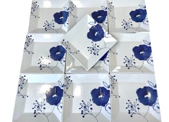 Vintage Blue & White Square Porcelain Plates & Bowls From  The Cellar At Macy's  18 Pieces