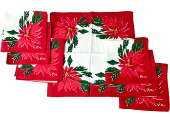 Eight Vintage Vera Christmas Cloth Napkins