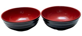 Pair Of Vintage Japanese Lacquer Look Serving Bowls By Tong Ya