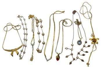 Dainty Necklace Collection Includes A Lariat - 9 Pieces