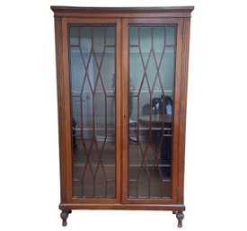 Cherry China Cabinet With Leaded Glass Doors