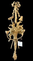 Palladio Hand Carved In Italy Mid 20th Century Gilt Wood Titian Flower Basket Sconce