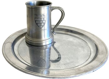 Yale University Pewter Tray And Branford College Mug Awards