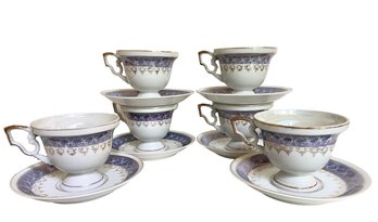 Six Vintage Lusterware Tea Cups And Saucers